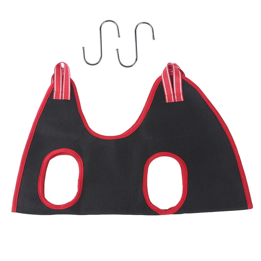 Pet grooming hammock restraint bag suspended for cat or dog nail clipping and bathing