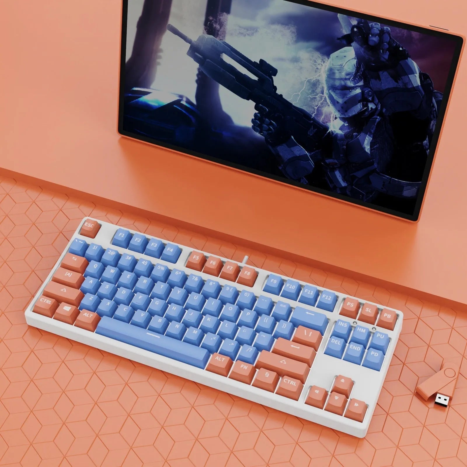 87-key mechanical gaming keyboard with dual-colour backlighting and metal chassis