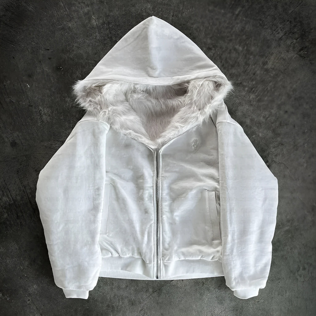 Casual solid colour baggy polyester coat for men and women in black or white