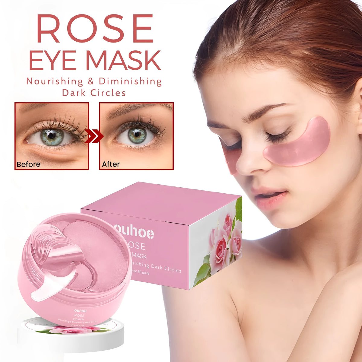 60 anti-wrinkle eye bag care patches with retinol and peptides for under-eye treatment