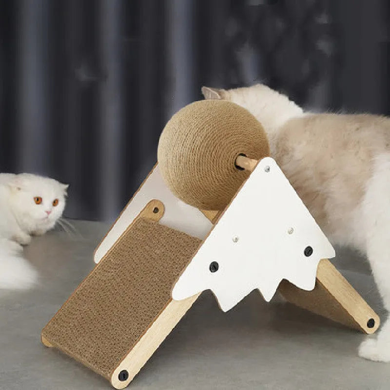 Cat grasping ball toy sisal scratch board 45x20x35cm simple style snow mountain colour
