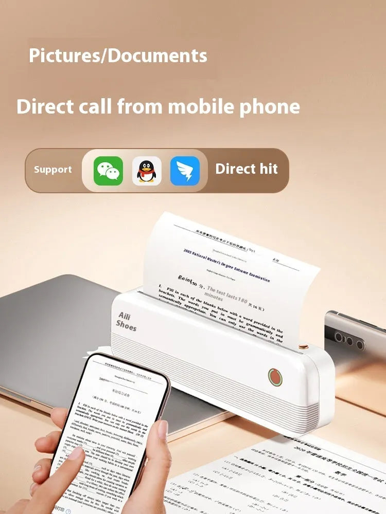 Portable A4 thermal printer in compact dimensions with thermal printing technology
