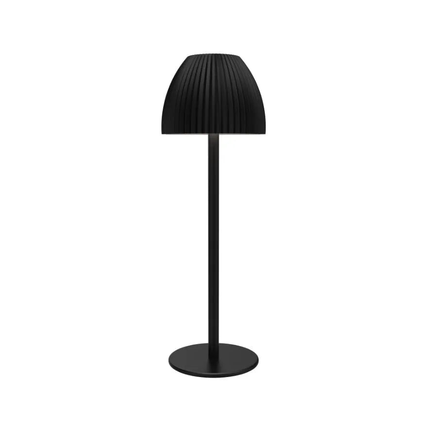 Modern dimmable night lamp with thin round base in black or white, USB rechargeable for bedroom and dining room