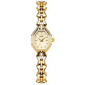 Octagonal women's quartz watch with 7.8mm alloy case, 17.5mm barrel dial, and steel gold finish