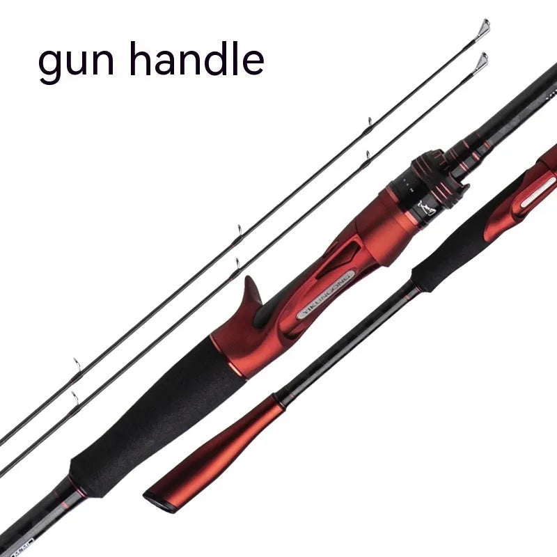 Carbon ultralight fishing rod with straight handle and pikestaff style options for light lure fishing