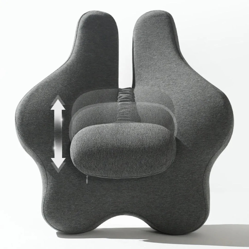 Memory foam car cushion for lumbar support in black, dimensions 50x47x9cm.