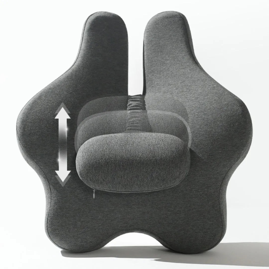 Memory foam car cushion for lumbar support in black, dimensions 50x47x9cm.