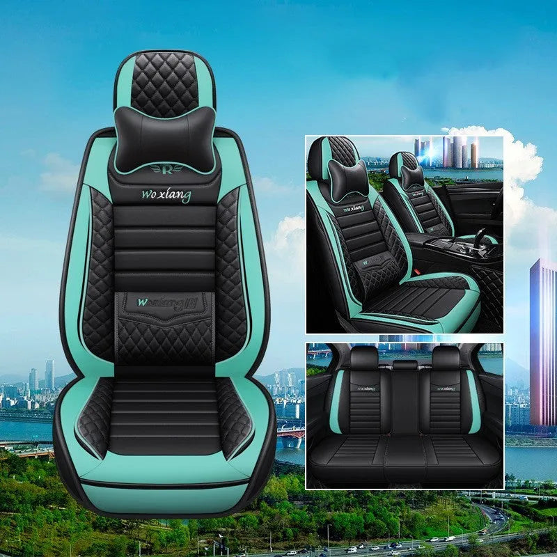 Red leather car seat cushion with high elastic sponge filling, shown on a car seat.