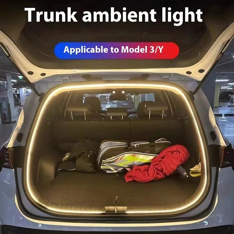 Tesla Model Y trunk silicone LED atmosphere lighting strip with magnetic switch