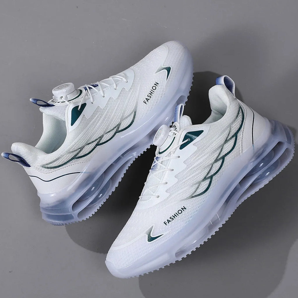 White Korean-style casual sports shoes with mesh upper and rubber sole