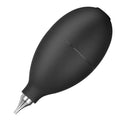 A compact black rubber dust blower with a bulb and nozzle for cleaning cameras and phones.