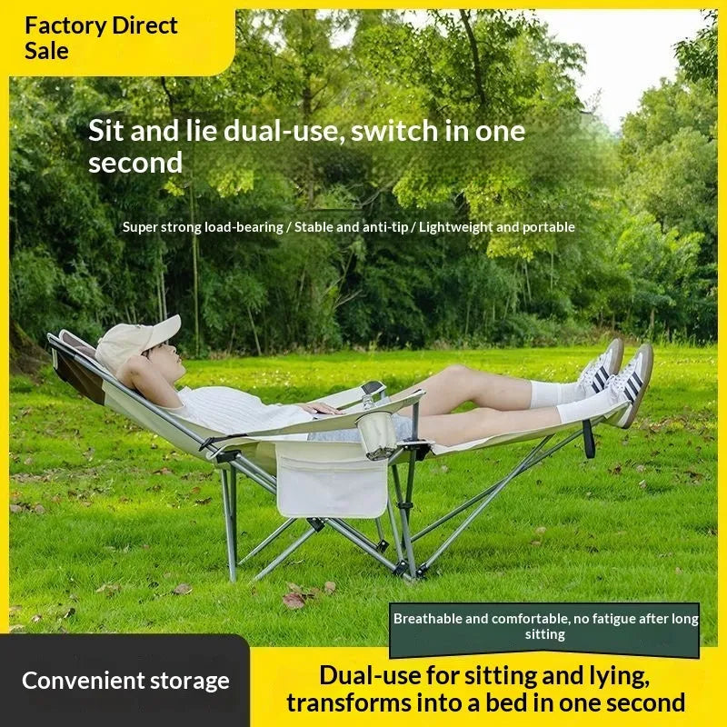 Portable folding outdoor office nap recliner chair in Beige