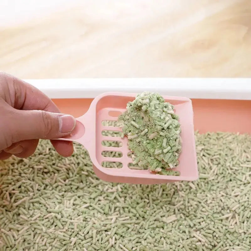 Plastic cat litter scoop in blue colour showing sand shovel design for litter tray cleaning