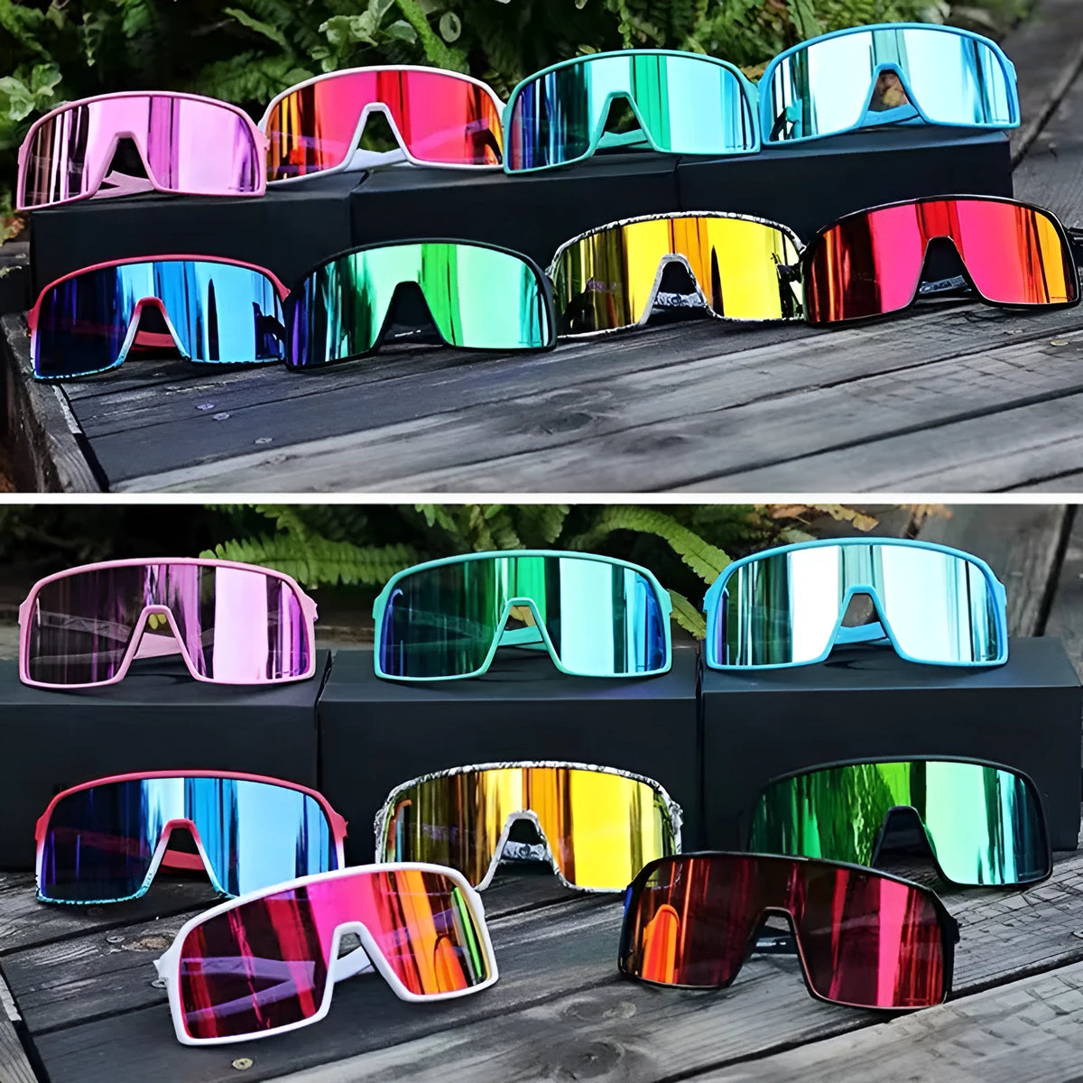 Windproof cycling sunglasses with PC and metal frame, black frame, grey lenses, for men and women outdoor sports