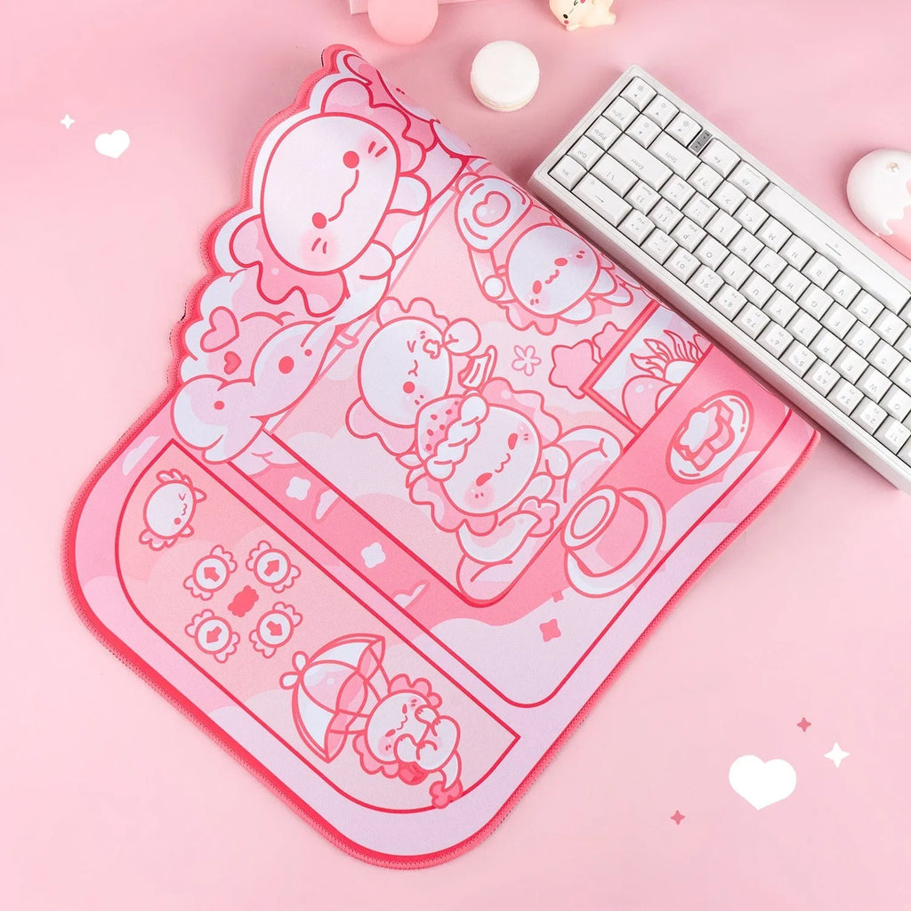 Hexagonal large mouse pad with dragon crane machine anime design, measuring 75cm by 40cm.