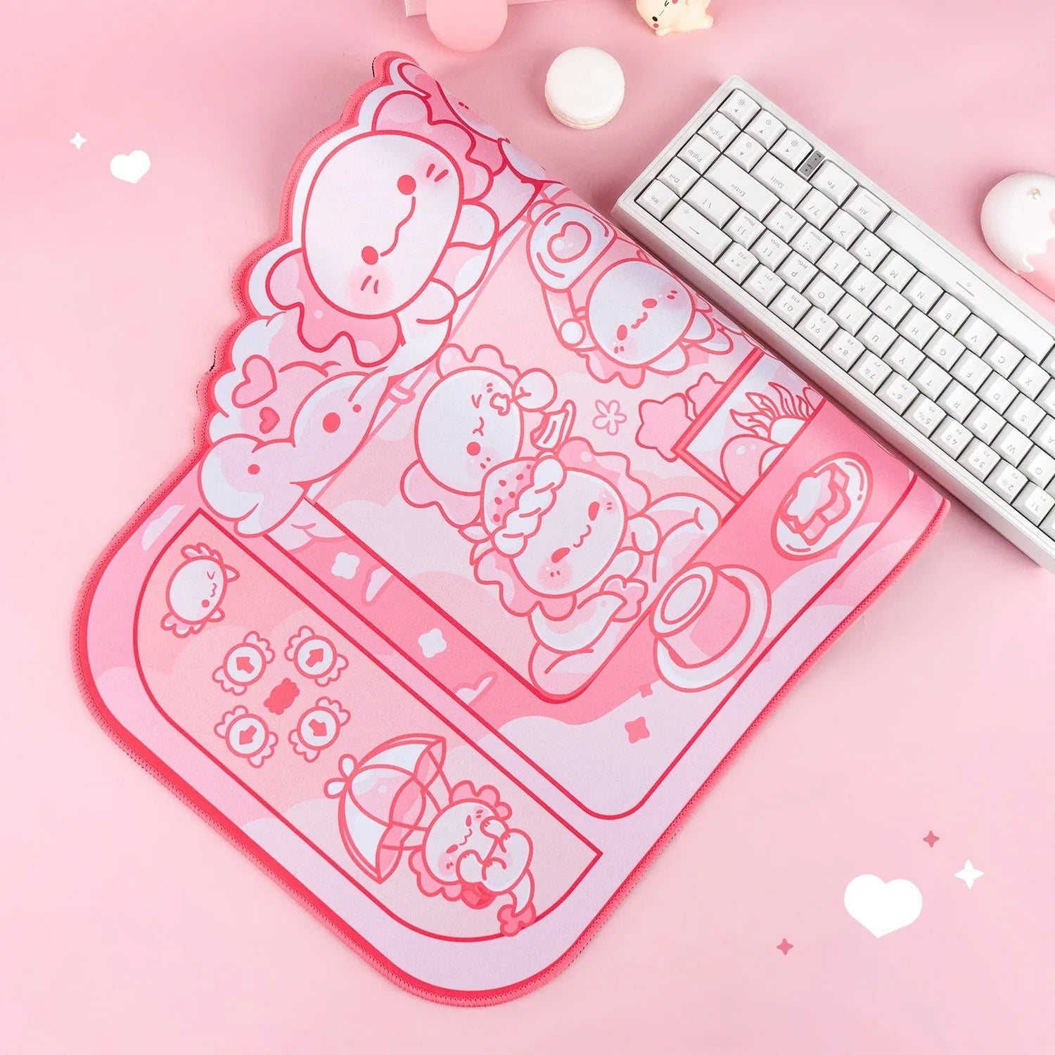 Hexagonal large mouse pad with dragon crane machine anime design, measuring 75cm by 40cm.