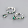 Women's fashion heart earrings with coloured zircon stone centrepiece and gold plating for pierced ears