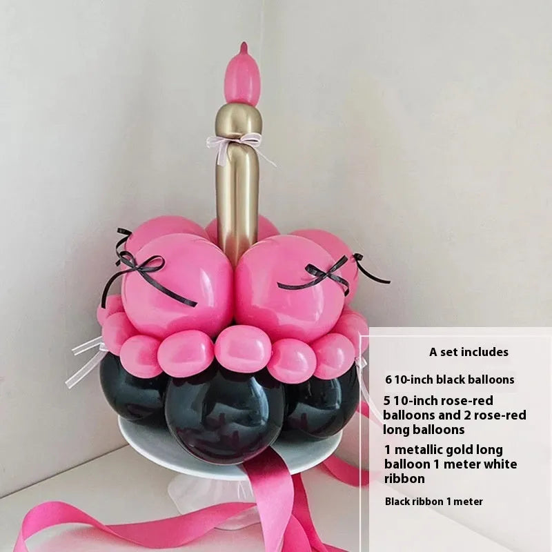 Complete DIY balloon bouquet cake decoration kit with round balloon arrangement