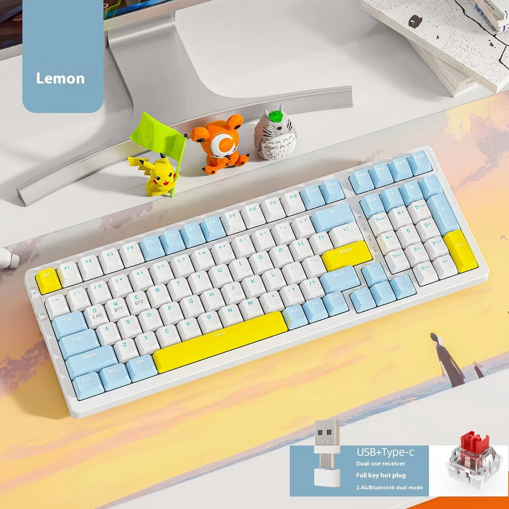 Free Wolf K96 Bluetooth dual-mode mechanical keyboard with red switches in compact 39cm design