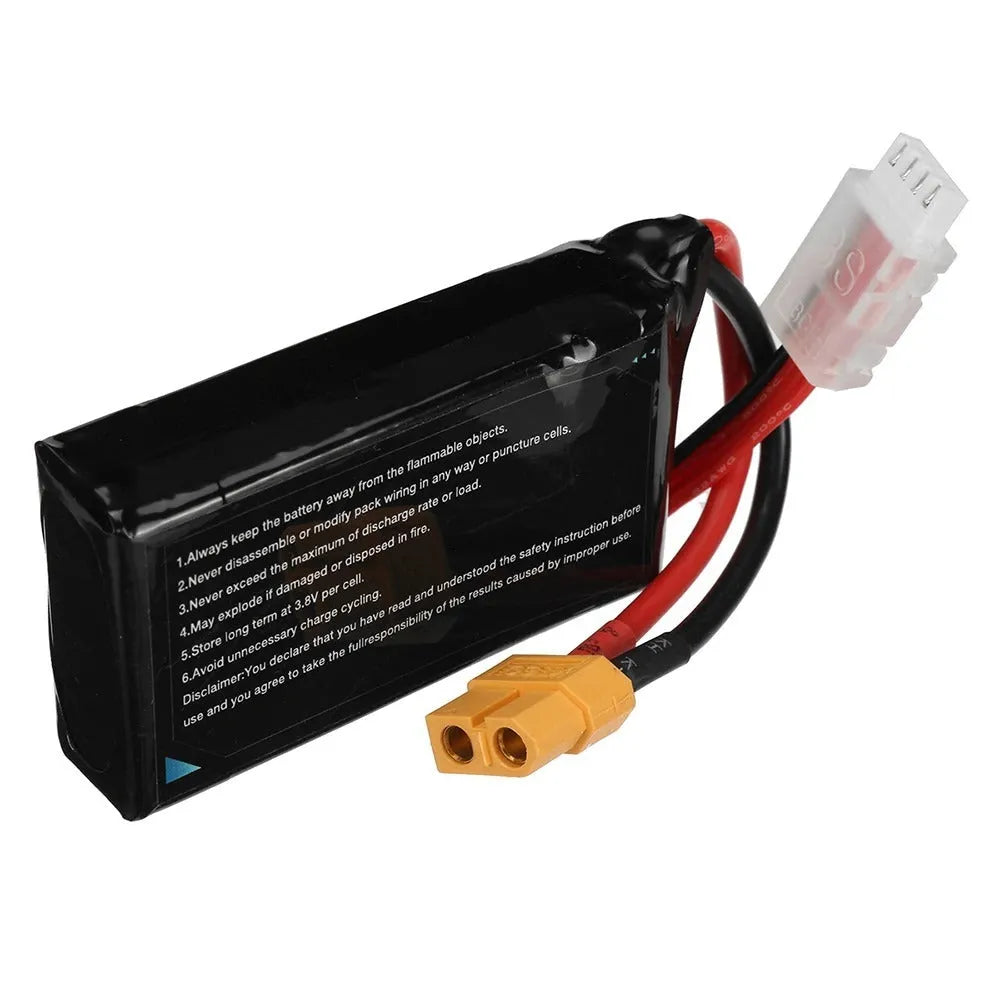 A 7.4V 1200mAh lithium battery for RC remote control cars and model boats.