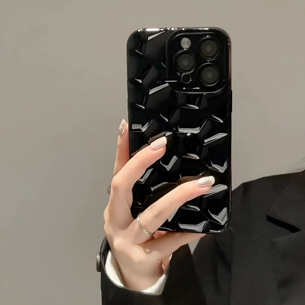 Pebble TPU iPhone case with lens protector in black, brown, silver, or white for iPhone 11 to 15 Pro Max