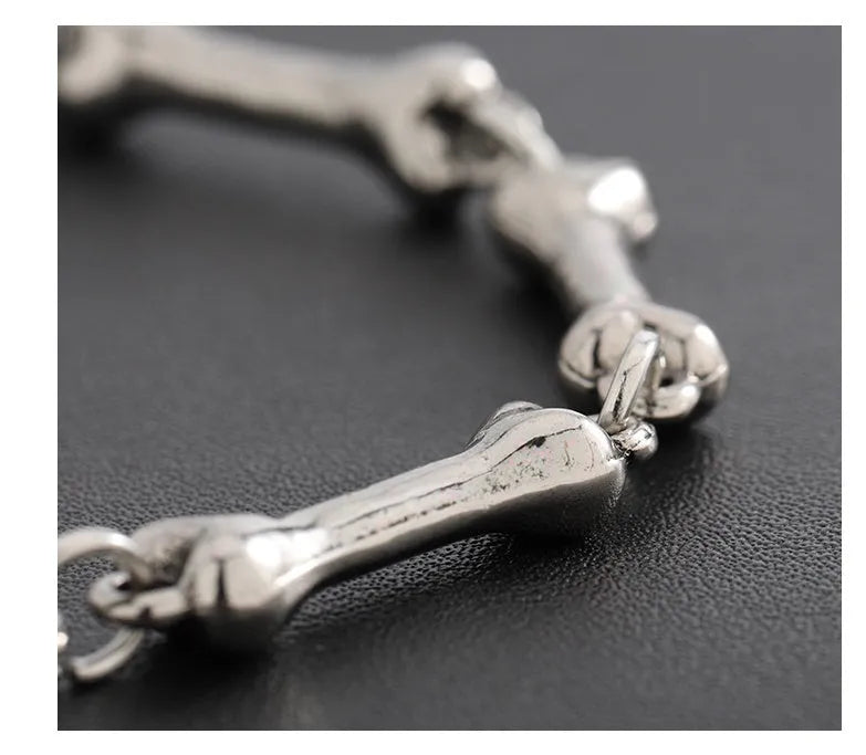 Silver bone string bracelet, unisex alloy geometric hip hop jewellery with S965-A colour and gift box option