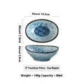 Oval Japanese ceramic sauce dipping bowl with traditional Edo pattern design