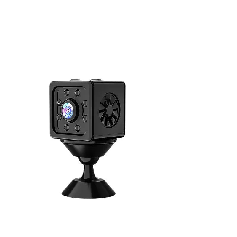 Black K13 HD network sports camera with bracket on a white background