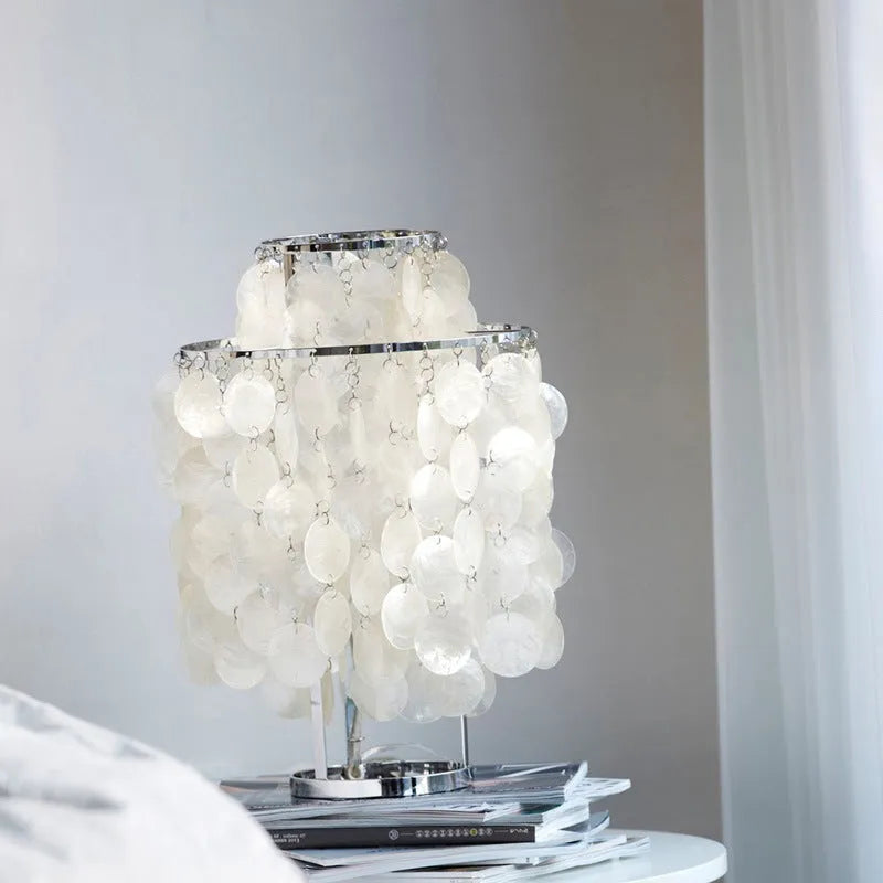 Modern creative shell design bedside table lamp in Chrome or Gold finish with 46cm height