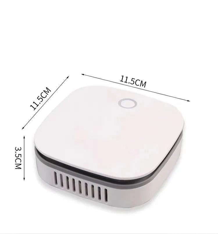 White USB-powered negative ion air purifier for car interiors and small rooms.