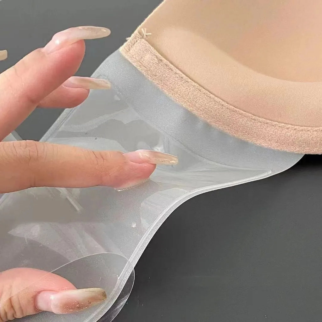 Strapless invisible back push-up bra in skin colour with moulded cup and steel ring