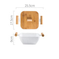 Porcelain ceramic bowl with irregular shape and matching lid in modern simple design