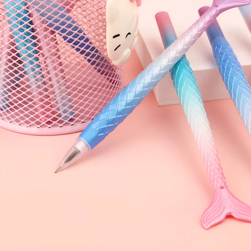 Mermaid-themed ballpoint pen with 0.38mm fine writing tip and colourful cartoon design