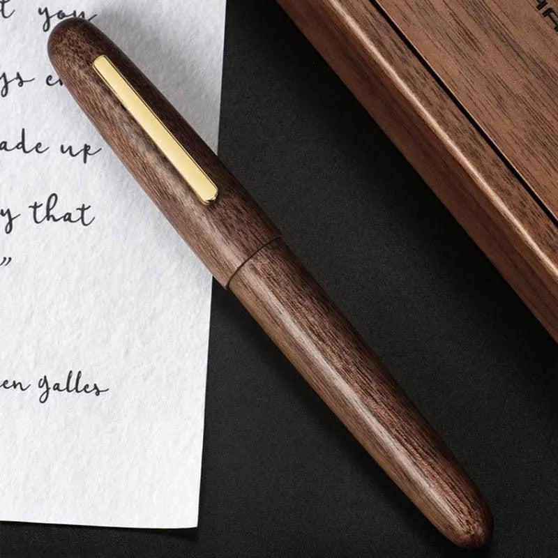 Wooden fountain pen with rotating cap in seven wood colour options