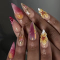 JP3852 3D flower leopard print gradient nail stickers 24 pieces with glue