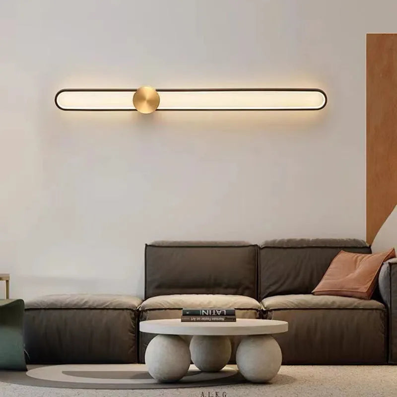 Modern 60cm round wall lamp with iron shade in black frame finish