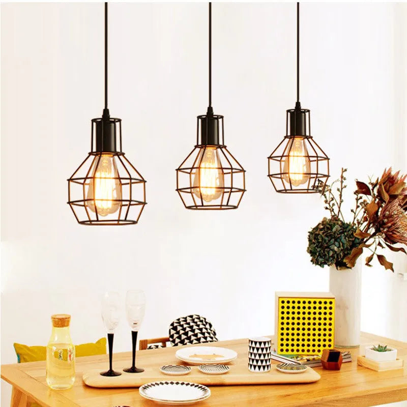 Iron droplight vintage three head assembled lamp for bar counter and restaurant, 220V, retro style