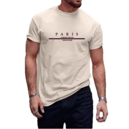 Men's heavy cotton short-sleeved T-shirt with letter printing in loose casual fit