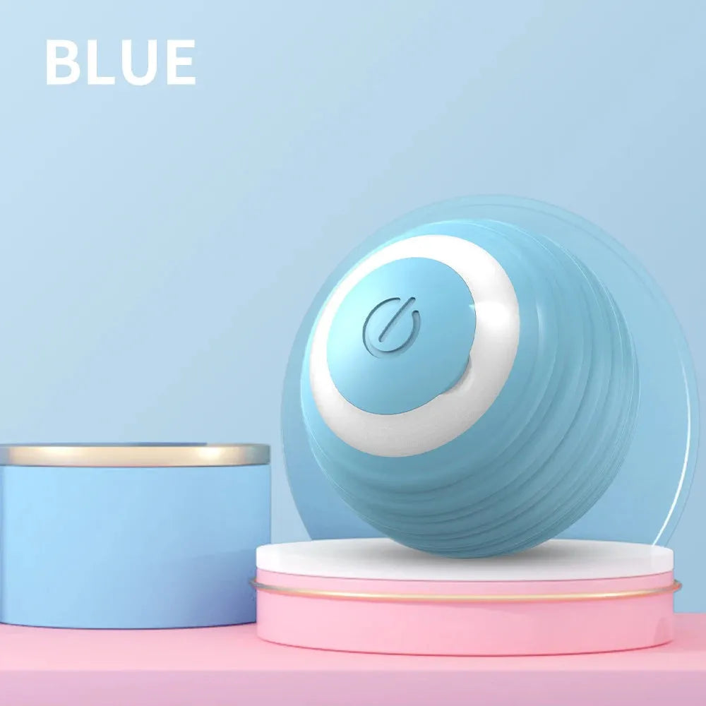 Cat interactive ball 43mm blue silicone wrap automatic rolling toy with intelligent mode