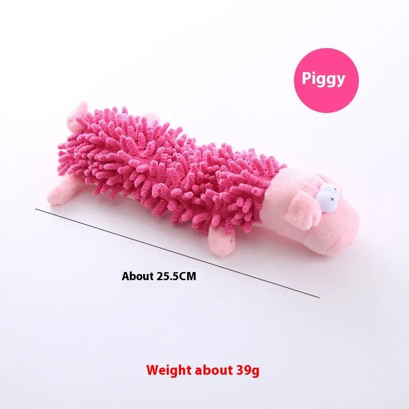 Plush microfibre dog chew toy shaped like horse molar with crinkle sound