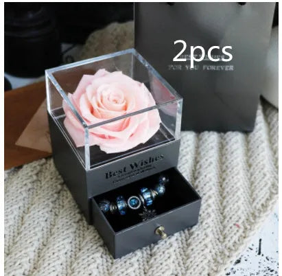Eternal flower rose jewellery box decorative display gift packaging 8.5 cm