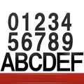Black stainless steel self-adhesive house number sign with sticky backing, 7.5cm high.
