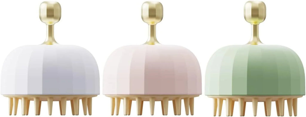 Green pink or white plastic pet bath massage brush with drainage holes and massage nodules, 95mm size.
