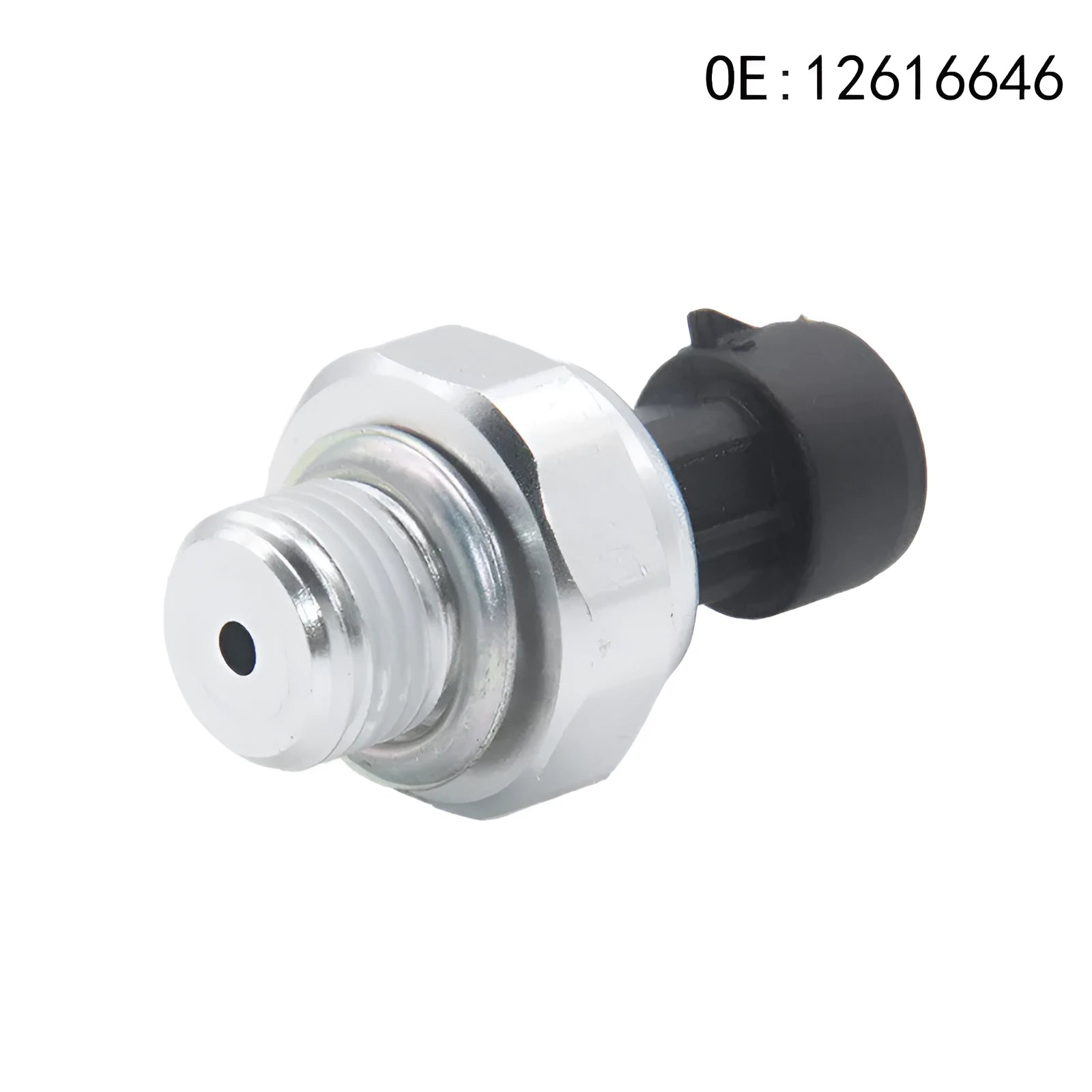 Silver metal fuel pressure sensor for automotive applications with model numbers 12616646 12677836 D1846A