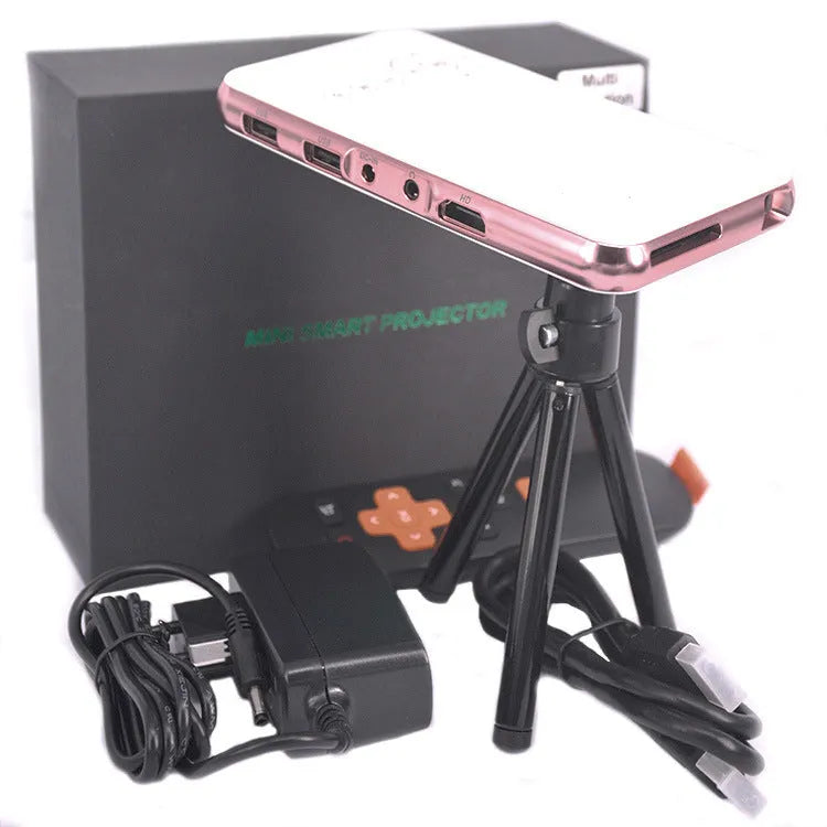 M6S miniature portable Android DLP projector in white and rose gold with 32GB memory