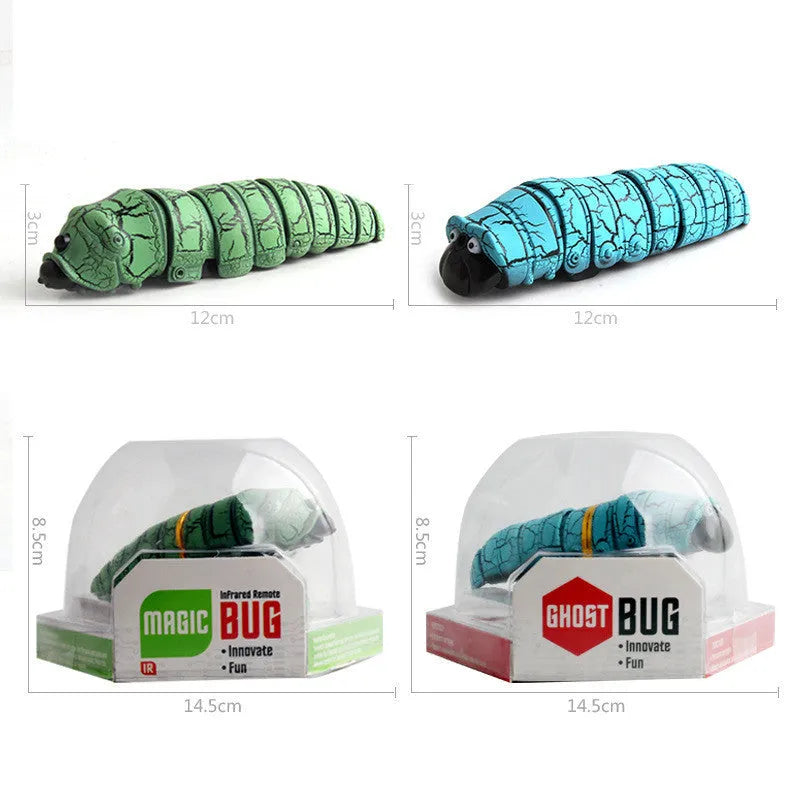 Infrared remote control caterpillar toy with realistic crawling action and built-in lights, in blue