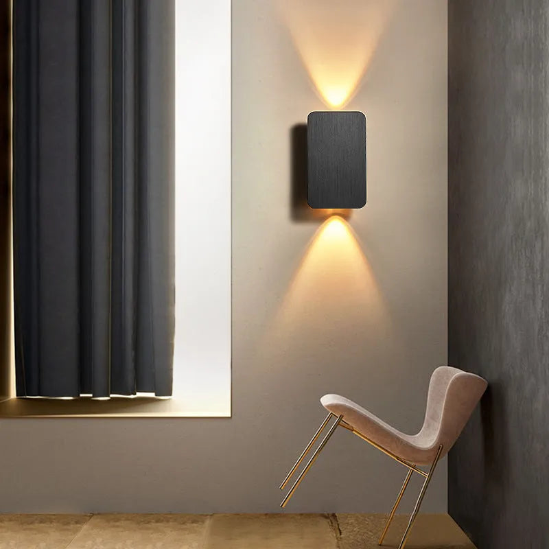 Minimalist Nordic style wall lamp in black finish with selectable LED light colours