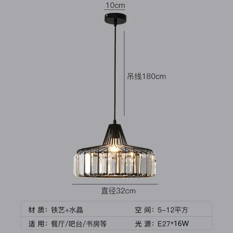 Crystal ceiling chandelier with iron frame in light luxury style showing black and gold finish options