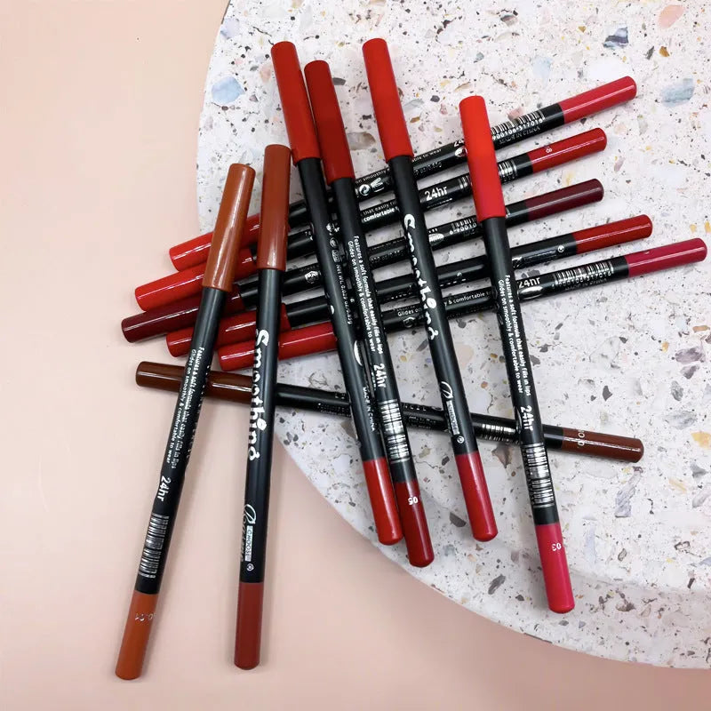 12-colour nude lip liner pen set, waterproof hook line lipstick pens, 0.85g x 12, CR0202