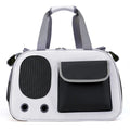 Foldable single shoulder pet carrier bag in canvas, shown in black, green, and yellow colour options.